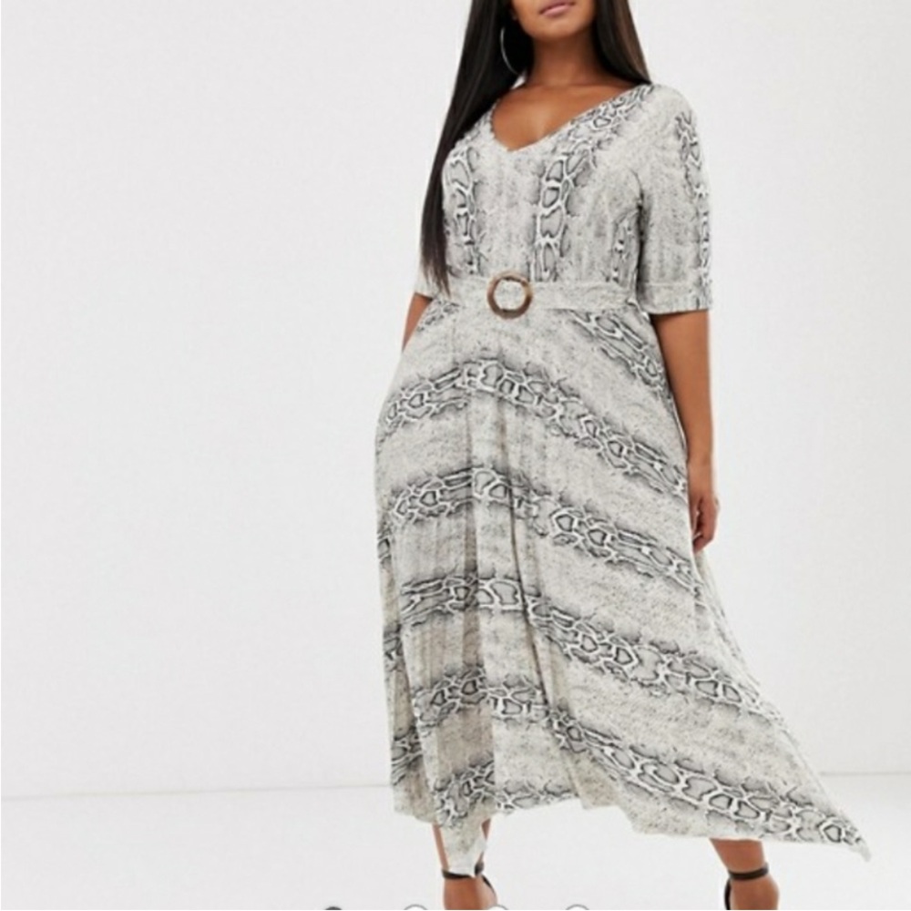 ASOS Curve Snake Print Midi Dress in Gray - Picture 2 of 6